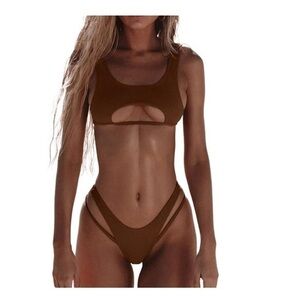 Brown Peekaboo under boob bikini